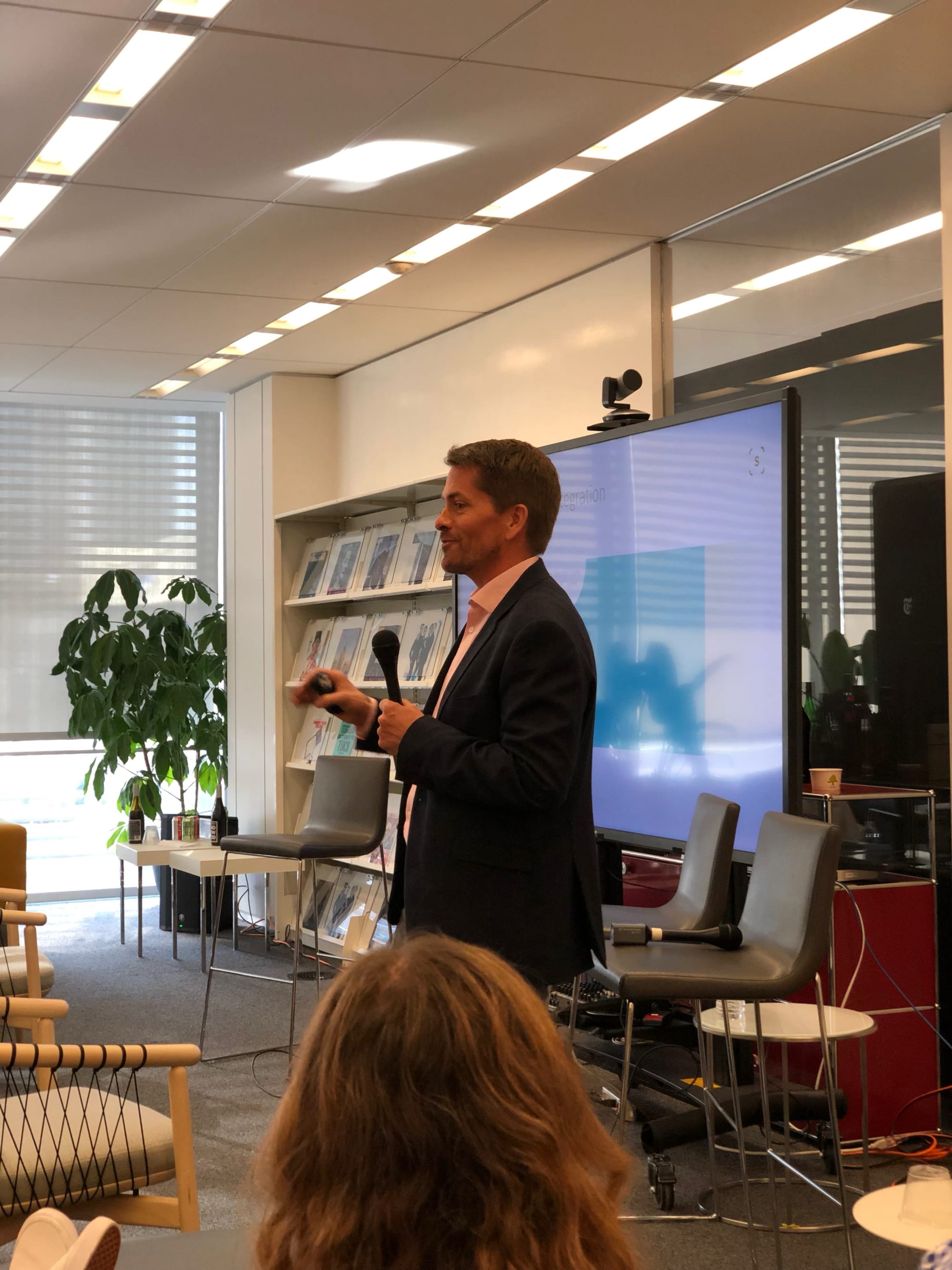 Helen and Dave Edwards speaking at The New York Times