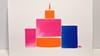 Abstract image of a birthday cake shaped like a Macintosh